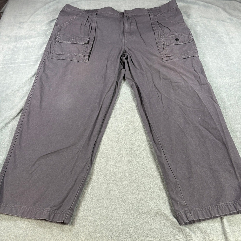 Cabelas Mens Classic Fit Cargo Pants Gray 100% Cotton Canvas 44x30 Outdoor Work